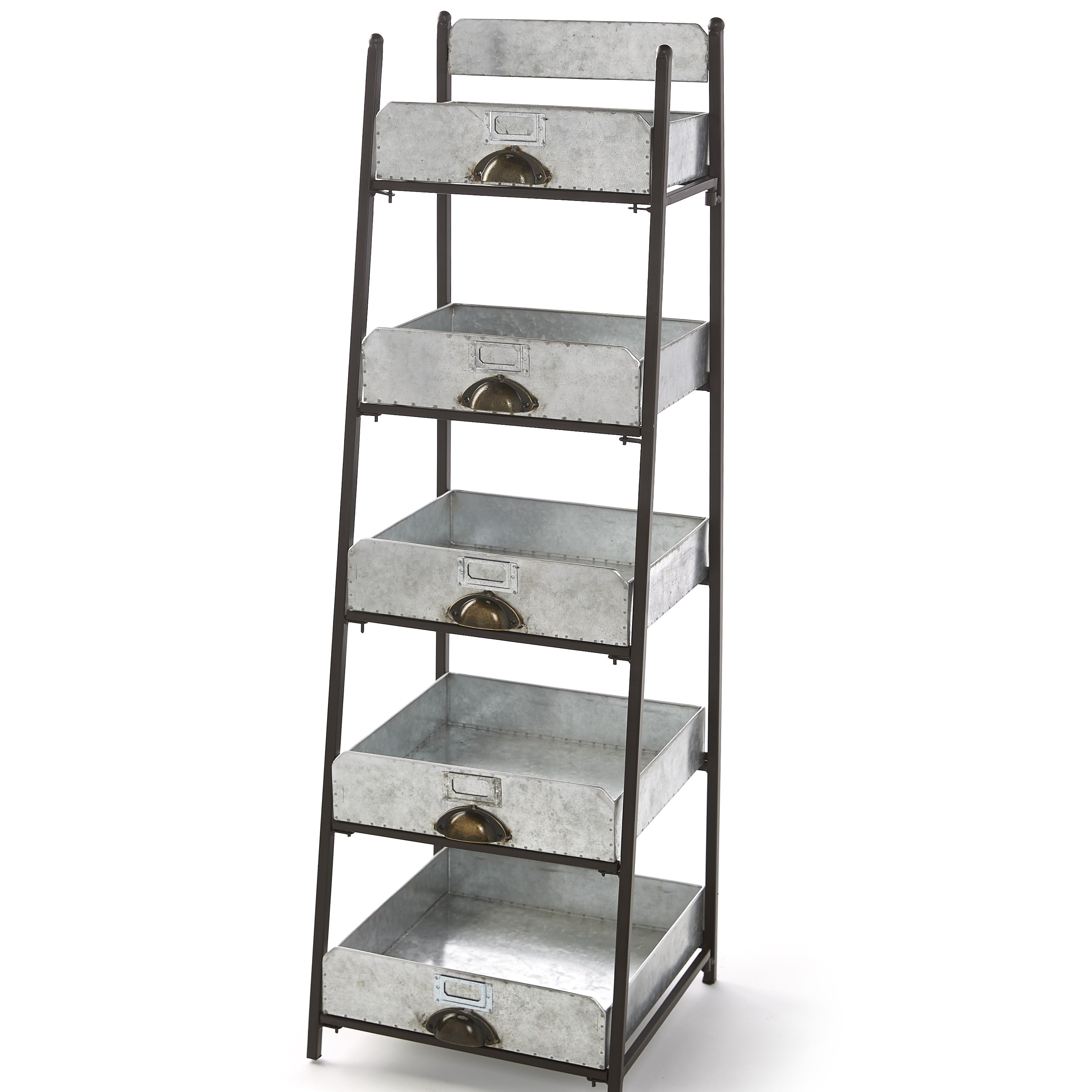5Tier Galvanized Storage Tower with Removable Bins for Home