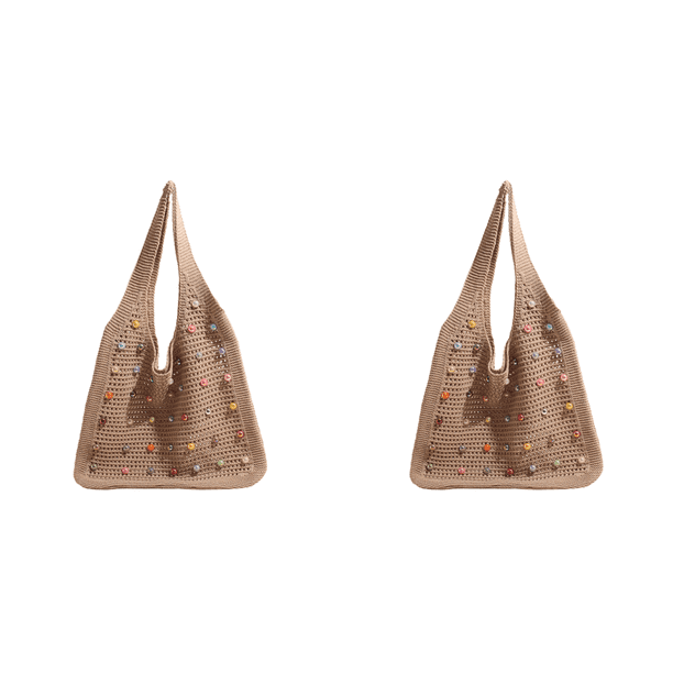 Bolso Hombro Ganchillo para Mujer Bolsos Mano A La Playa Verano (caqui)
