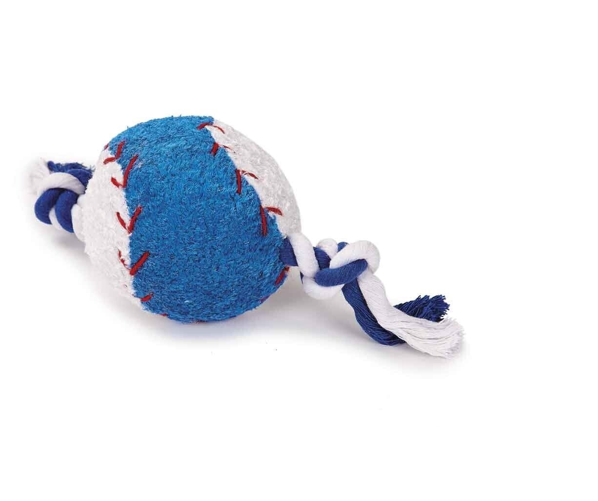 Plush and Rope 8" Dog Toy Sports Ball Squeaker Choose Your Favorite or Set of 4 (Full Set - All 4 Toys)