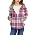 thumbnail image 2 of SGFCWSX Girls Full Zip Hoodie Kids Fleece Sweatshirts Long Sleeve Plaid Sweatshirt Jacket Pink Size 8 Years, 2 of 6