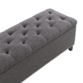 thumbnail image 4 of S-HOME 47.5" Button-Tufted Storage Bench in Linen with Safety Close Hinge, Perfect Ottoman for Hallway and Foot Rest，DARK GREY, 4 of 7
