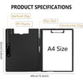 thumbnail image 2 of A4 Clipboard, Boriyuan 3 Pack A4 Foldable Clipboards with 2 Clips File Document Organiser, A4 Clipboards Clip Board for Business, Office, Restaurant (Black), 2 of 9