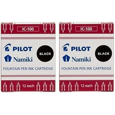 Pilot Namiki IC100 Fountain Pen Ink Cartridge, Black, 12 Cartridges per Pack (Pack of 2)