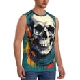 thumbnail image 2 of Fotbe Modern Hip-Hop Skull Men's Camiseta sin Mangas Estampada para Hombres, Playera Casual para Gimnasio, Entrenamiento, Playa-Small, 2 of 7