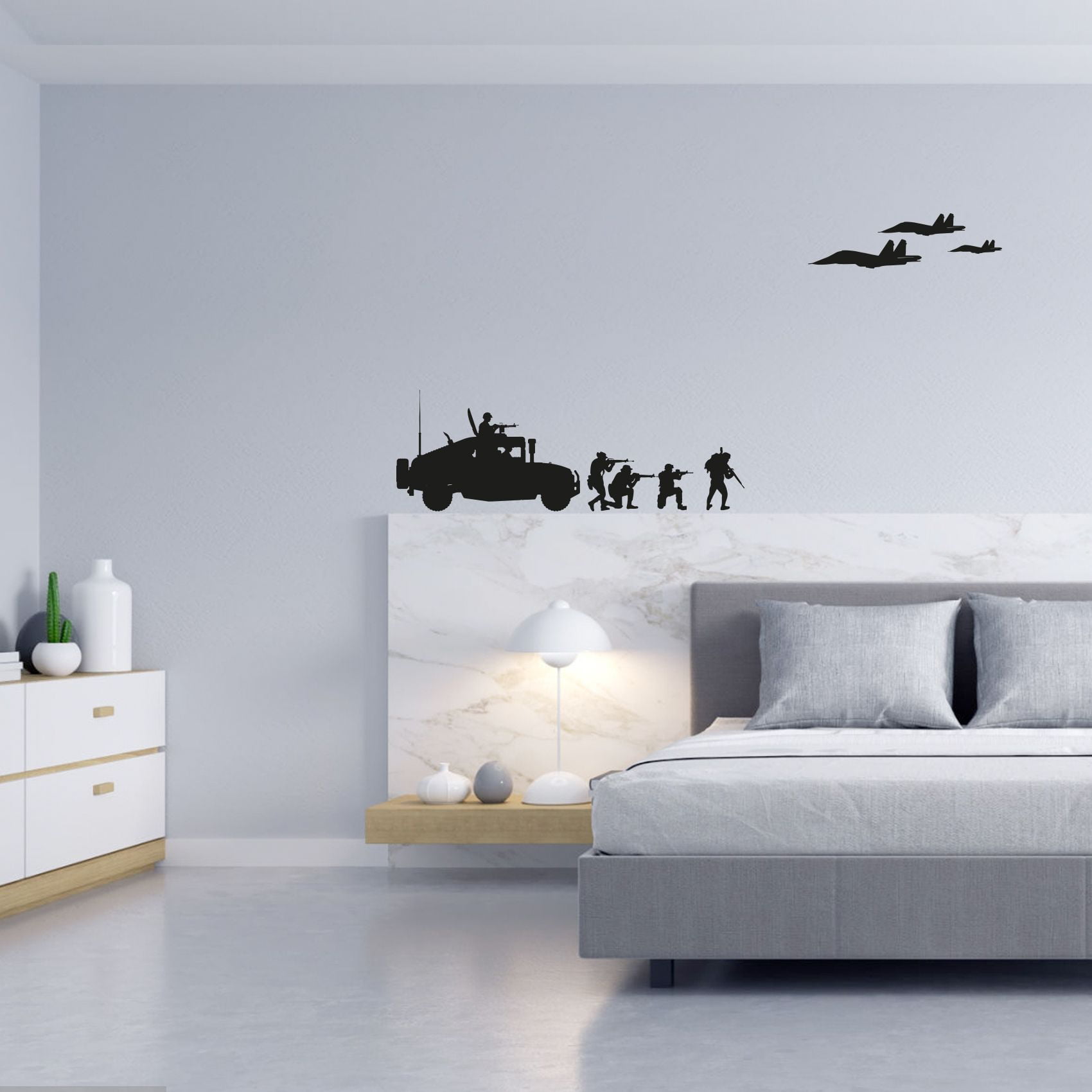 Military Swat Team Army Soldier Truck Vehicle Shadow Wall Sticker Art Decal for Girls Boys Room Rooms Home Decor Stickers Walls Art Vinyl