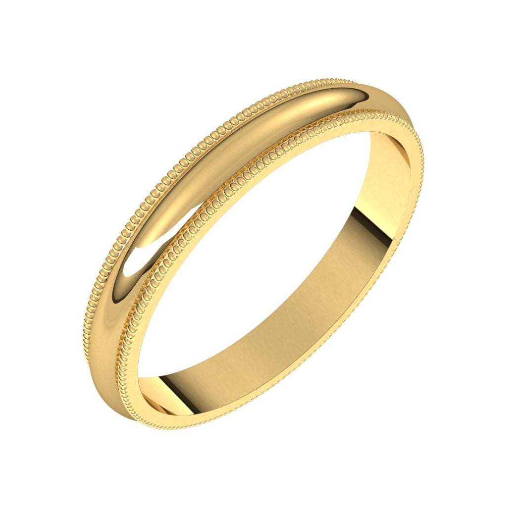 10k Yellow Gold 3mm Milgrain Half Round Band Ring Size 9.5 Fine Jewelry Ideal Gifts For Women