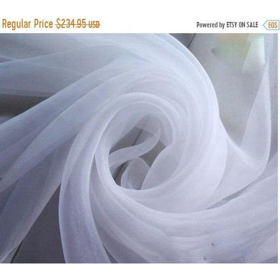 60" Wide (5ft Wide) x 60 Yards Roll - WHITE Sheer Chiffon Fabric - Perfect for Draping Panels and Masking for Weddings & Events -