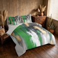 thumbnail image 2 of Manfei Abstract Brushstroke Queen Bedding, Green Black Gold Ombre Bedding Comforter Set Queen, Gray Reversible 7 Pieces, 2 of 6