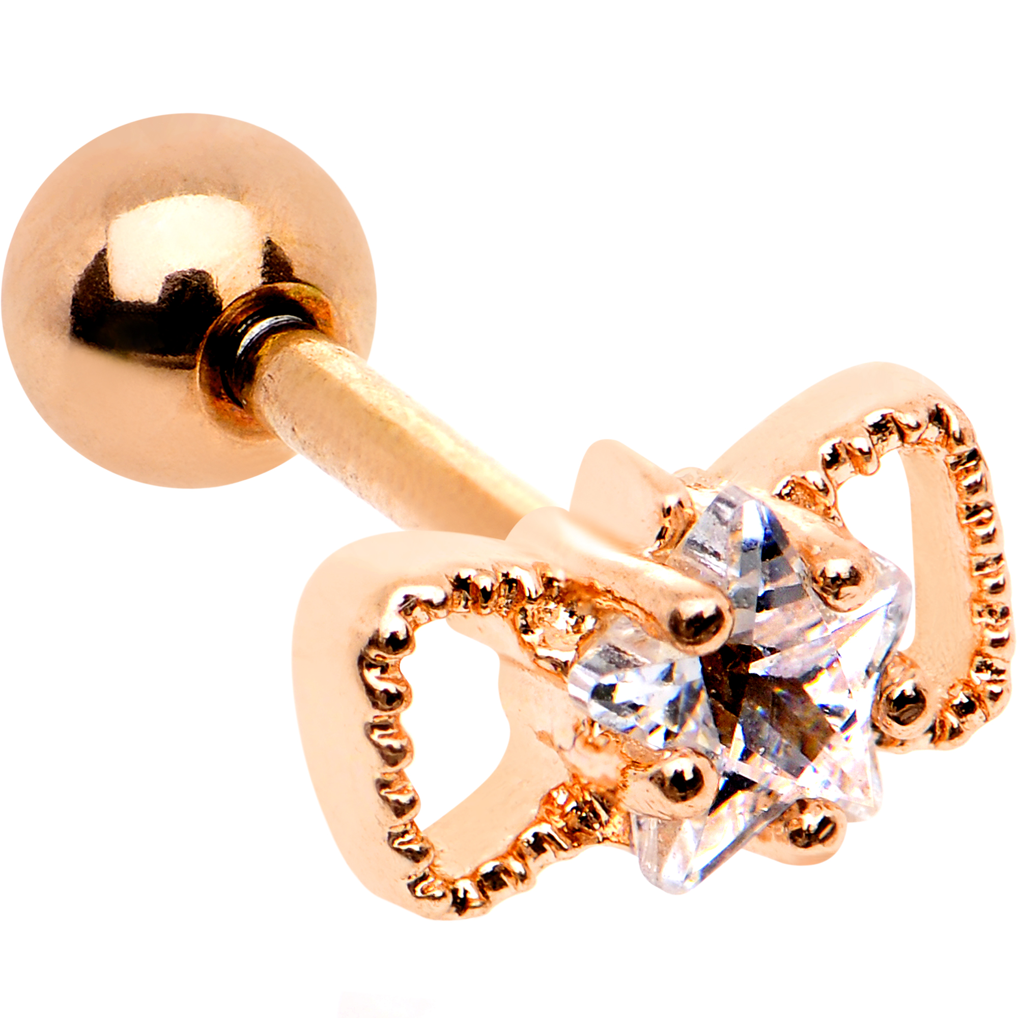 Body Candy Anodized Steel Clear Star Accent Bow Tie Cartilage Tragus