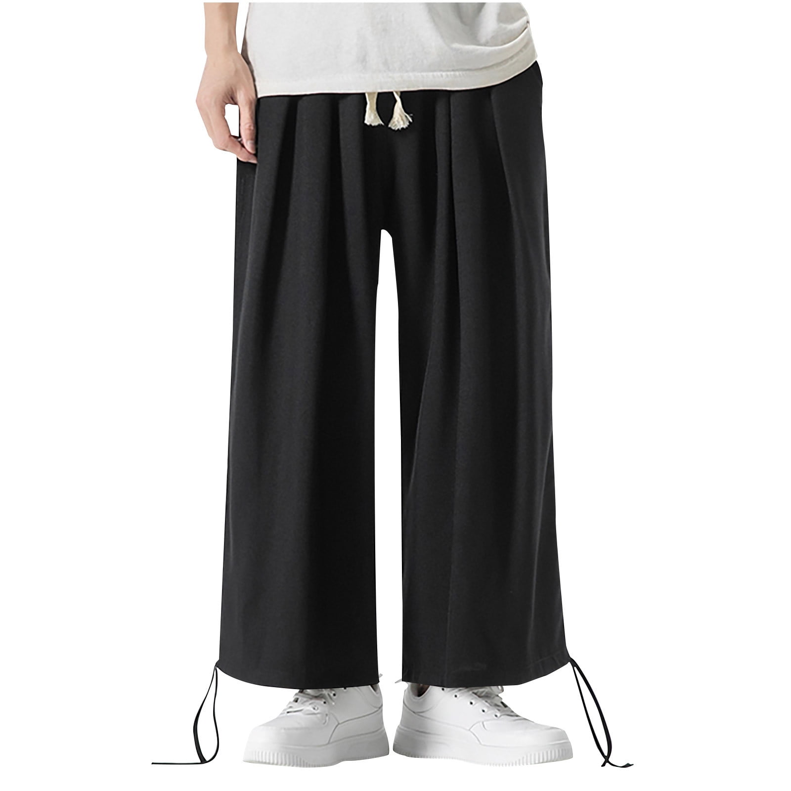 Xysaqa Men Casual Loose Cotton Linen Pants, Mens Lightweight