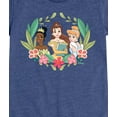 thumbnail image 3 of Disney Princess - Belle Tiana Cinderella with Florals - Girls Fitted Short Sleeve T-Shirt, 3 of 5