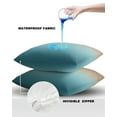 thumbnail image 4 of Pack of 2 Outdoor Pillow Covers, Teal Green and Brown Gradient Waterproof Square Throw Pillowcase Cushion Decorative Pillow Covers for Couch Patio Tent, 20x20 in, 4 of 6
