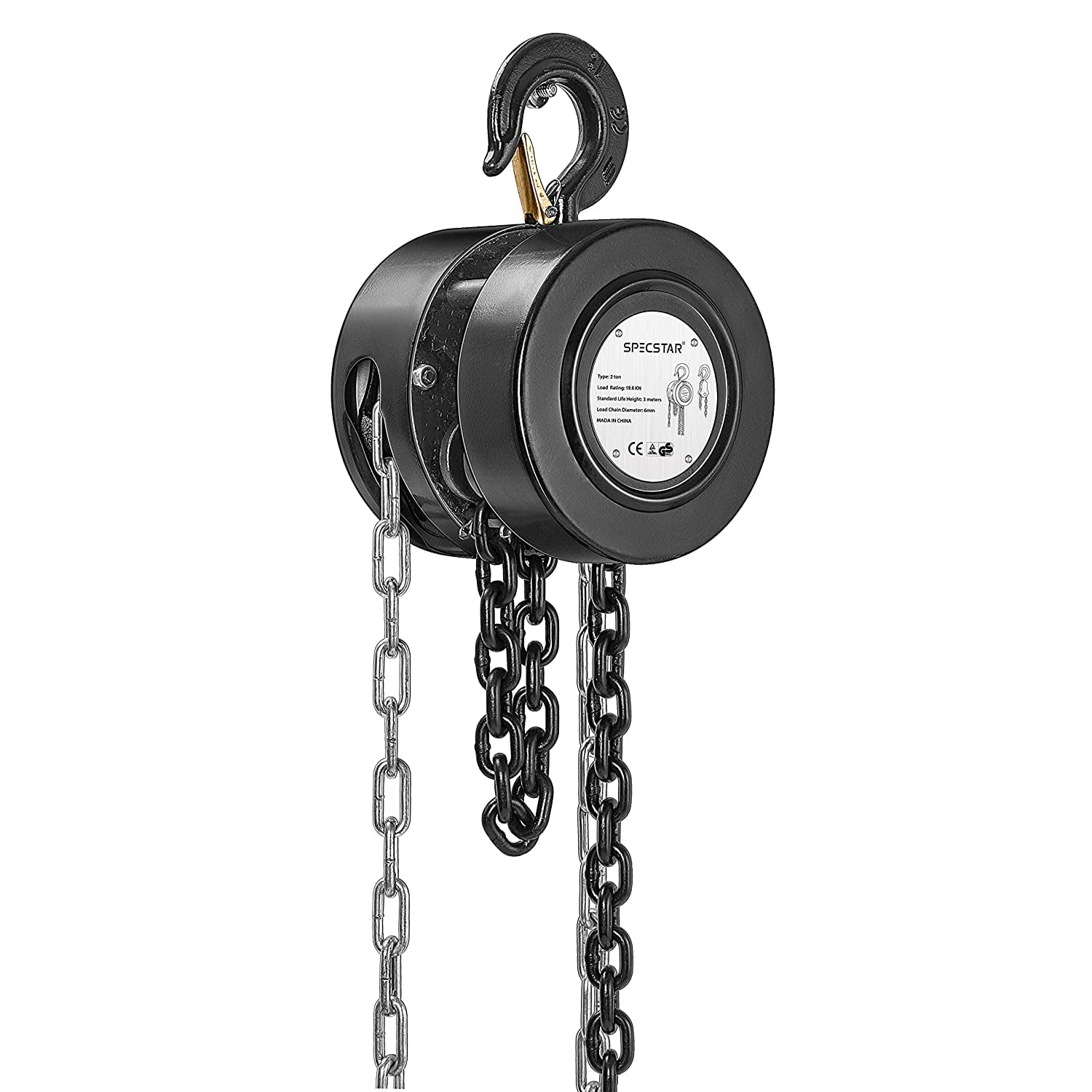 2 Ton Chain Hoist Block Winch Capacity Manual Lift Puller Fall Hand Tools w.Hook 