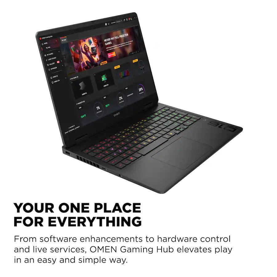 HP OMEN - 16" 2K 144Hz Gaming Laptop - Intel Core Ultra 7 255H with AI Boost - 16GB Memory - NVIDIA GeForce RTX 5060 - 1TB SSD - Shadow Black