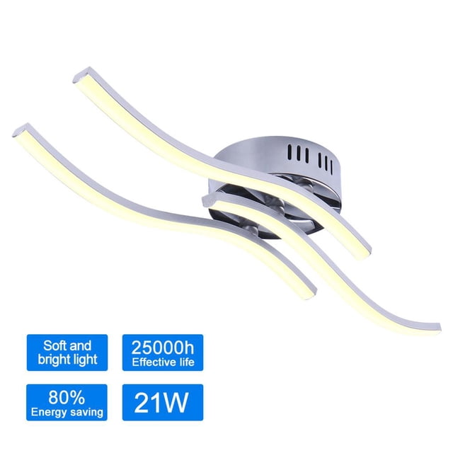 Matsuzay Lámpara de techo en forma de trifurcado 3 tiras LED Lámpara de techo minimalista de tres ondas Lámpara de techo moderna para sala de estar Iluminación y accesorios No.1 Matsuzay HA025649-01
