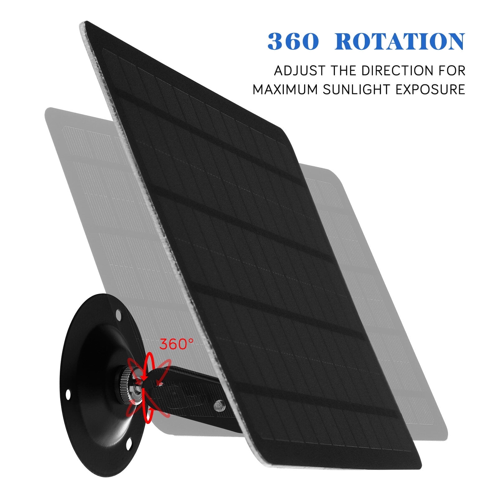 20W Solar Panel for Security Camera, Extra Long Charging Cable Solar Panel Charger, with USB Port, High-Efficiency Solar Power, 360?Adjustable Bracket, Weatherproof