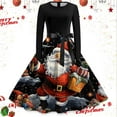 thumbnail image 3 of Kcodviy Robe Décontractée Vintage à Manches Longues pour Femme, Col Rond, Robe Maxi de Noël pour Ménagère, Robe Maxi d'Été pour Soirée, Bal de Promo, Fête, Robe Maxi pour Femme, Robe de Plage Décontractée, 3 of 3