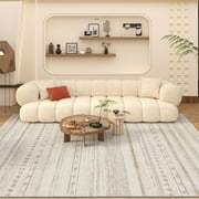 VUNATE 5' x 7' Area Rugs for Living Room, Washable Moroccan Boho Geometric Rug, Soft Neutral Distressed Indoor Carpet for Bedroom, Dining Room & Office, Foldable Non-Slip, Brown
