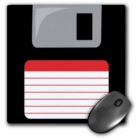 3dRose Retro 90s computer black floppy disk graphic design with red label - 1990s - ninties computer tech, Mouse Pad, 8 by 8 inches