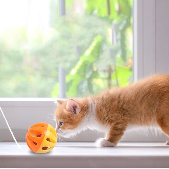 Bisitoy 1Pc Ball Cat Toys with Bell Random color– Interactive Rolling Design for Active Play – Sturdy Plastic Cat Toy Ball That Stays Visible During Play for Cats, Kittens, and Small Pets