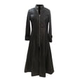 thumbnail image 1 of Chaqueta de cuero PU para mujer, vestido, accesorios de gabardina de moda, ropa elegante, prendas de vestir, gabardina informal de manga larga para Negro Hugo Abrigo recto largo de mujer, 1 of 10
