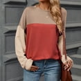 thumbnail image 4 of ATOYSOY Women's Casual Cotton Shirts Loose Tops Long Sleeve Tees Fall Winter Color Block Pullover Workout Fashion Crew Neck Sweatshirts Outwear Retro Red XL, 4 of 7