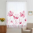 thumbnail image 3 of Pink Flowers Sheer Curtains 45 Inches Long, Vintage White Floral Plant Herb Botanical Light Filering Curtains, Breathable Simi Curtain Privacy Drapes for Kitchen Bathroom Small Window Treatment, 3 of 9