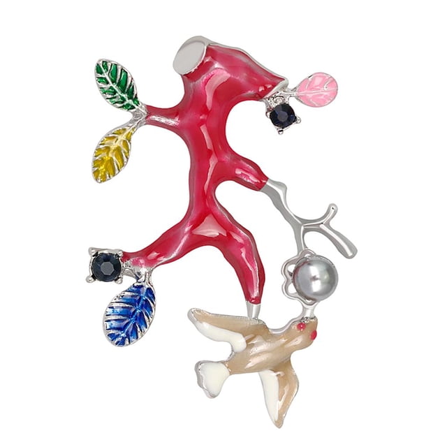 Pin de Broche de pájaro de lujo Zulema Broche del pájaro del esmalte Rojo