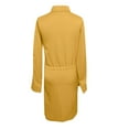 thumbnail image 5 of Fankiway Robe Décontractée à Col Rabattu pour Femmes, Couleur Unie, Manches Longues, Ceinture, 5 of 5