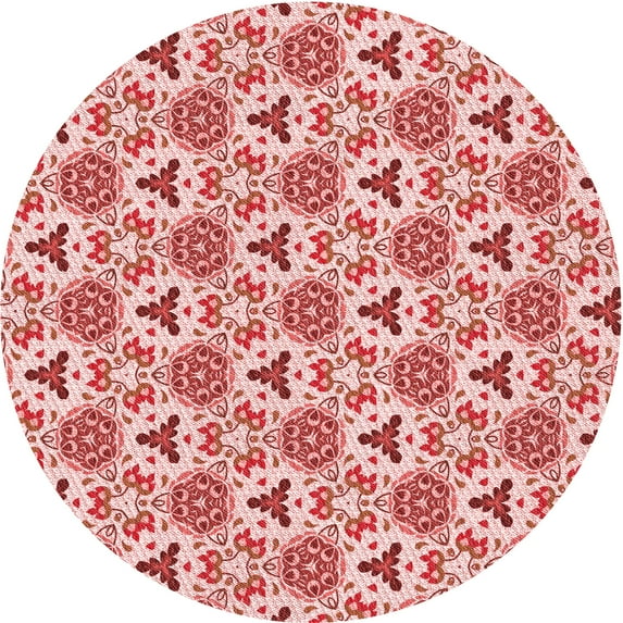 Ahgly Company Indoor Round Patterned Deep Rose Pink Area Rugs, 6' Round
