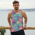 thumbnail image 6 of KLL blue pink colorful cracked texture Print Men's Muscle Gym Workout Stringer Tank Tops Bodybuilding Fitness T-Shirts Tank Tops Men-, 6 of 7