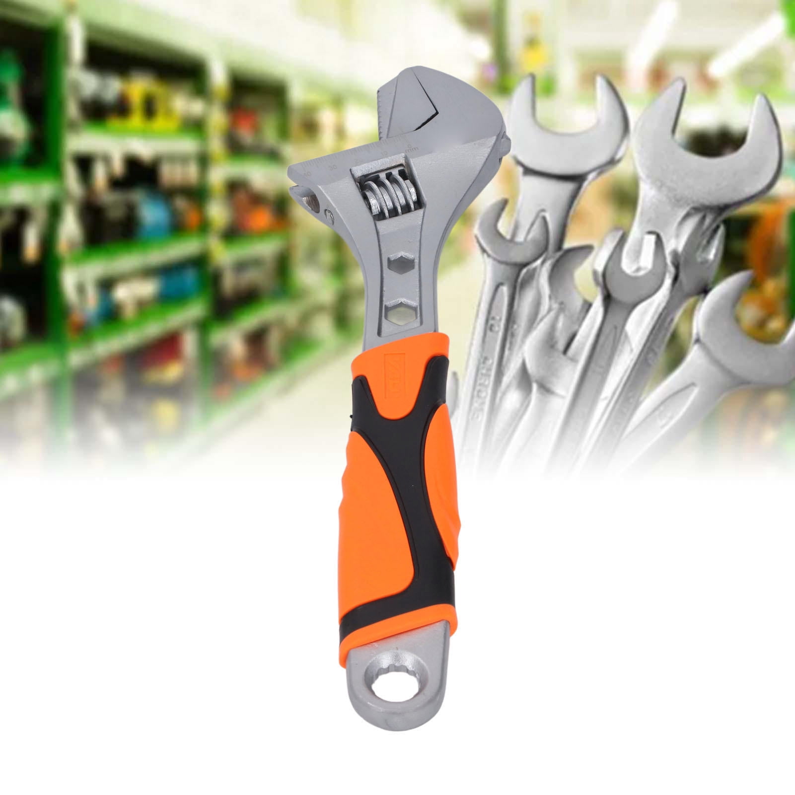 Yajisi 12" Adjustable Wrench – High‑Carbon Steel, Hex & Star Opening, ABS Non‑Slip Handle, Flexible Roller, Rust‑Proof Electroplating