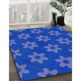 thumbnail image 3 of Ahgly Company Machine Washable Indoor Square Transitional Blue Ribbon Blue Area Rugs, 5' Square, 3 of 7