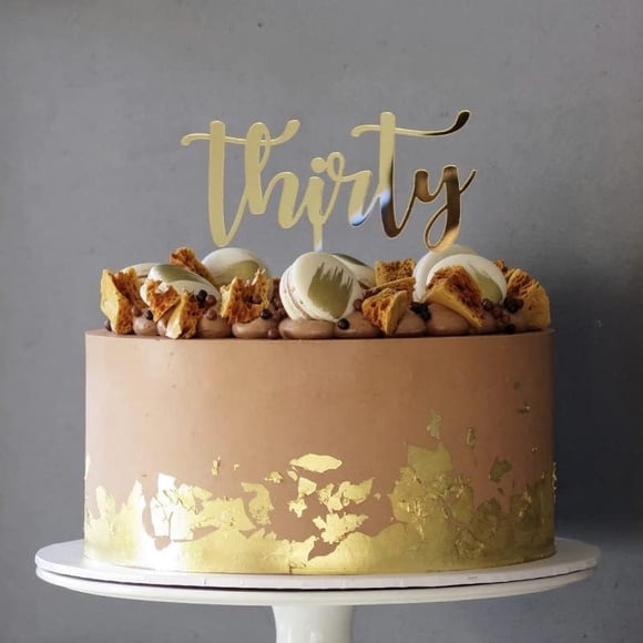 VGRDTM 30th Birthday Cake Topper 30 Cake Topper Thirty Cake Decorations Gold Acrylic Cake Toppers for 30th Birthday Party Wedding Anniversary Supplies (Gold)