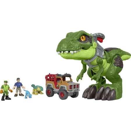 Imaginext Jurassic World Camp Cretaceous T. rex Pursuit Dinosaur Toy Set with Ben & Bumpy