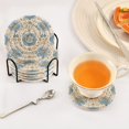 thumbnail image 4 of 6 Pcs Drink Coasters with Holder 3.94in Woven Coasters for Drinks Elegant and Timeless Blue Flower Coaster Set for Protection Table, 4 of 7