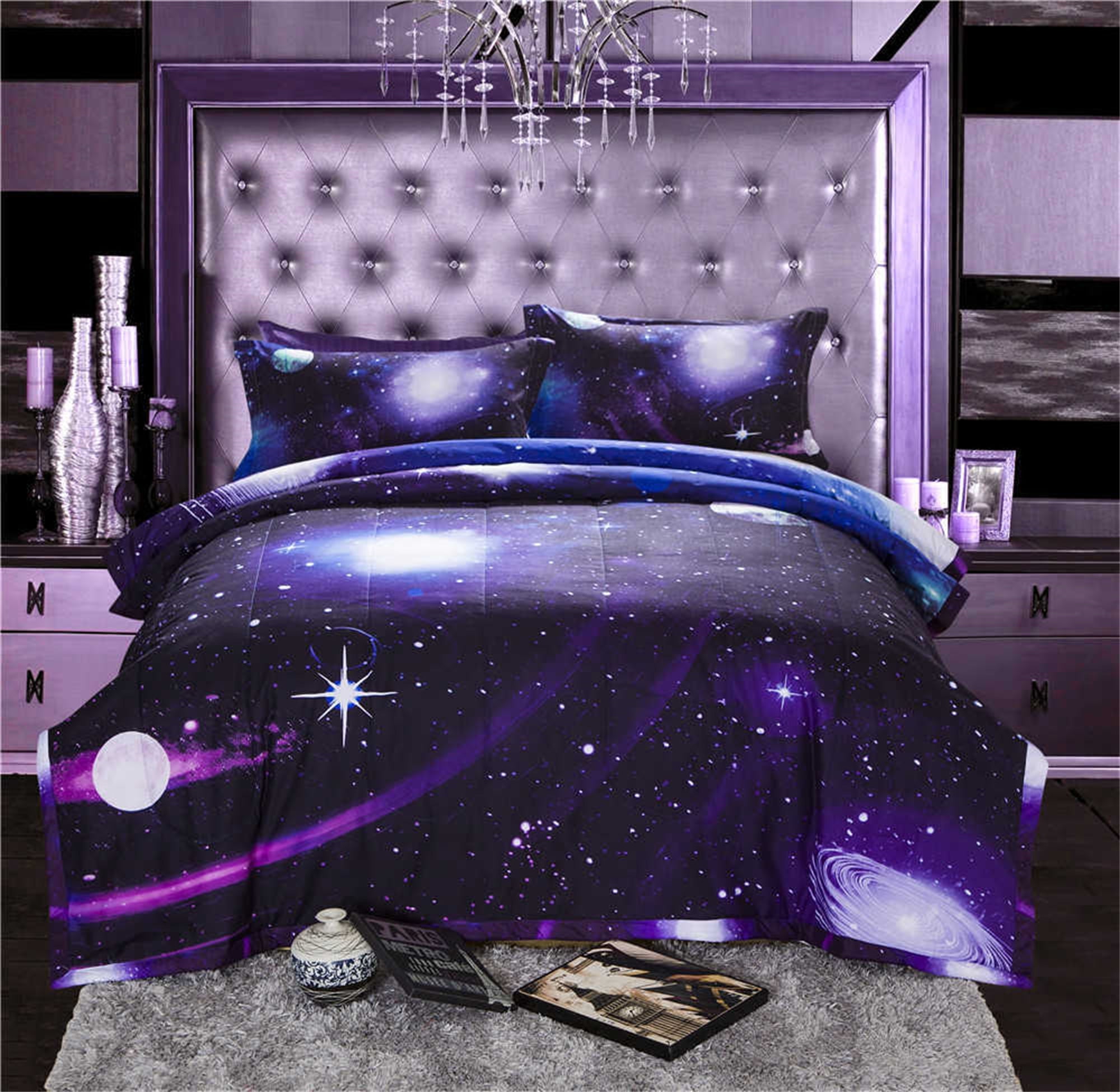 ANMINY Galaxies Comforter Set Reversible Quilt Sky Outer Space Bedding
