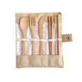 thumbnail image 3 of PENGXIANG 7Pcs Flatware Cutlery Eco-friendly Bamboo Knife Fork Spoon Chopsticks Straw Set, 3 of 9