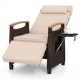 thumbnail image 1 of Gymax Wicker Recliner Chair Rattan Lounge Chair w/ Adjustable Backrest Patio Mix Brown, 1 of 9