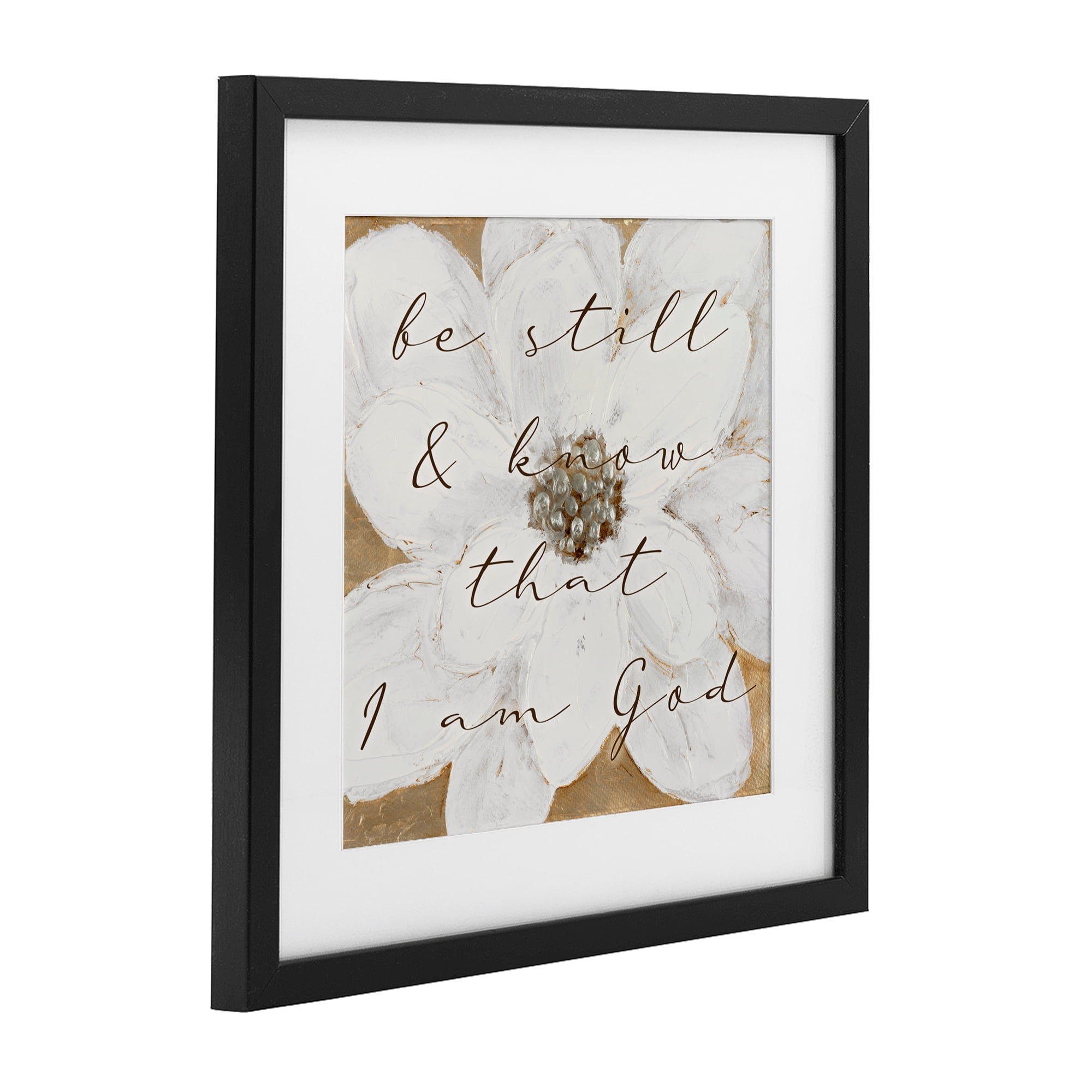 Stupell Industries Be Still with White Magnolia Black Framed Print Under Glass, design by Lanie Loreth