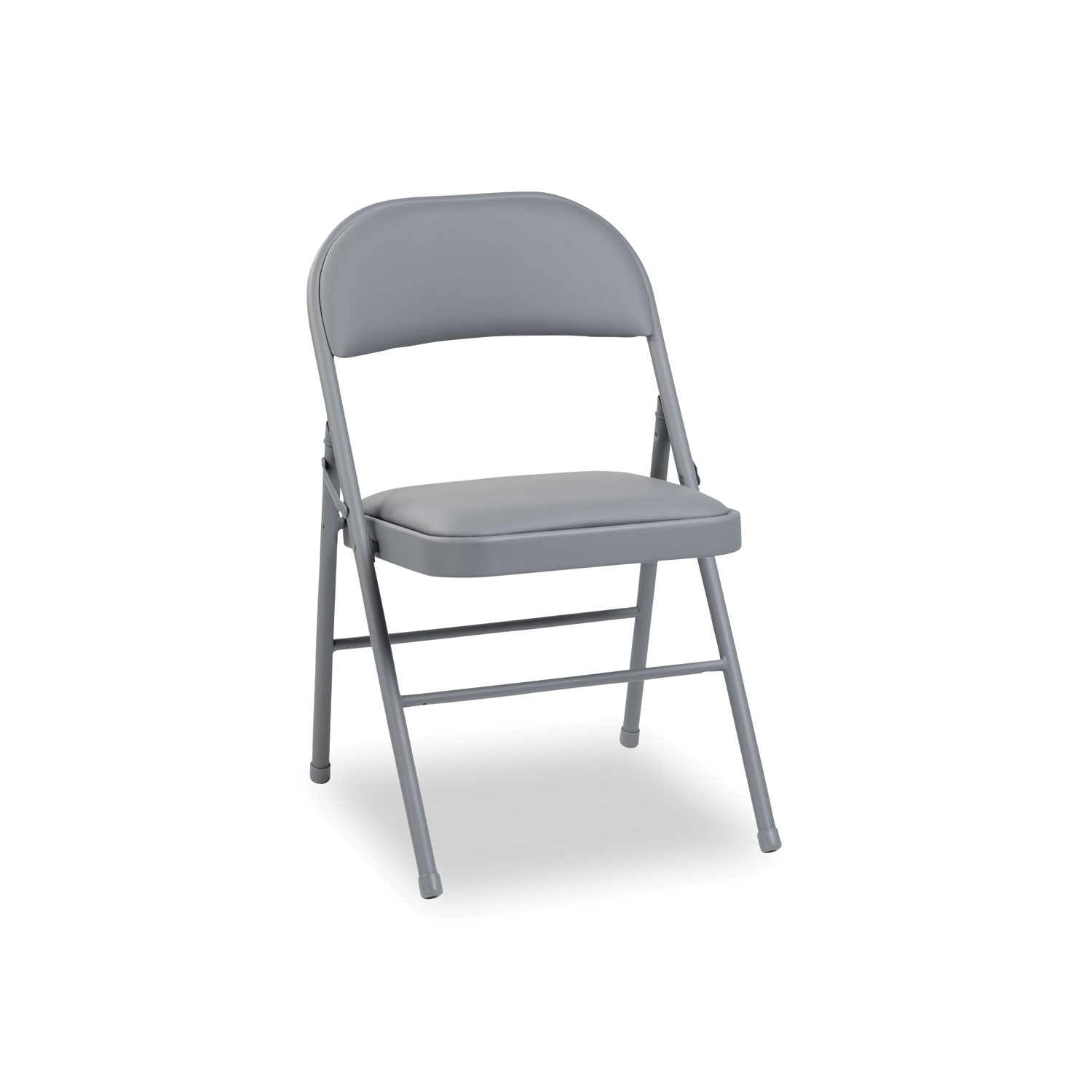 Alera Steel Folding Chair, Padded Vinyl Seat, Light Gray 4 pack