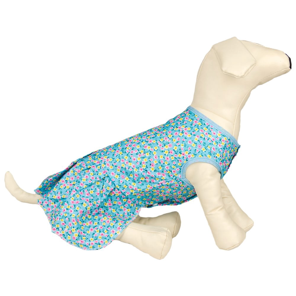 CUECUEPET Cute Blue Floral Casual Everyday Dress for Female / Girl Dogs and Puppies [Multiple Sizes Available]