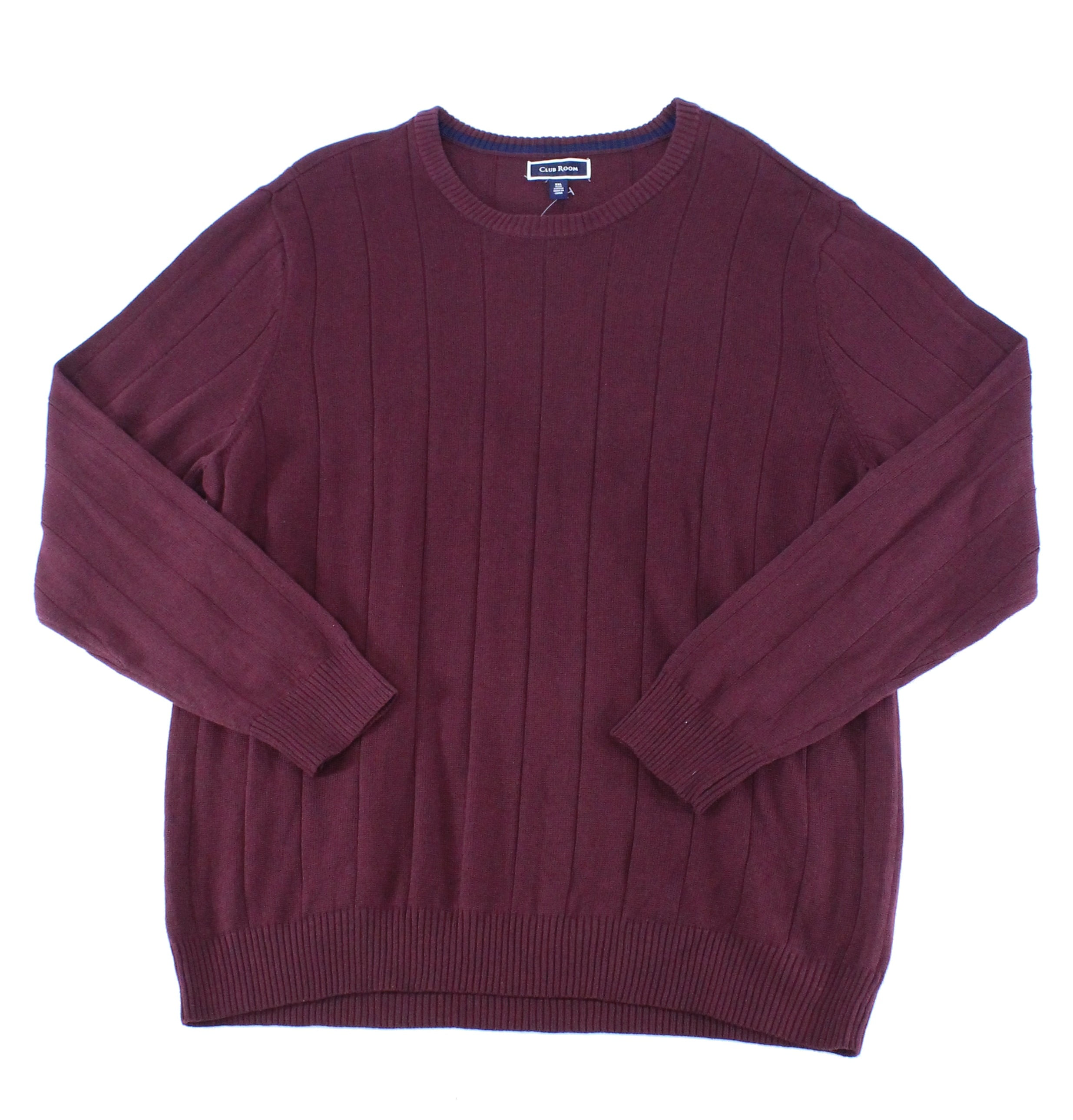 Club Room Apparel Mens Sweater Plum Crewneck Ribbed Pullover 2XL