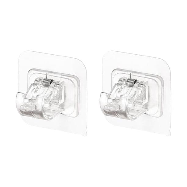 Injueey 2 Pieces Self Adhesive Curtain Rod Plastic Bracket for Wall Kitchen Home Almacenamiento y organización del hogar Claro