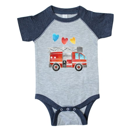

Inktastic Valentine s Day Fire Truck with Hearts Gift Baby Boy or Baby Girl Bodysuit