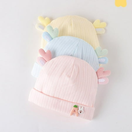 

3PCS Baby Girl Boys Toddler Cotton Hat Spring And Autumn Double-layer Cotton Hat Babys Turban Fashion Trend Classic Winter Warm Knit Hat Beanie Cap