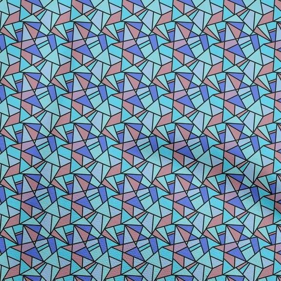 oneOone Polyester Spandex Turquoise Blue Fabric Geometric Diy Clothing Quilting Fabric Print Fabric By Yard 56 Inch Wide