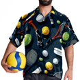 thumbnail image 4 of Tennis Men's Short Sleeve Poplin Shirt, Casual Printed Button Down Top for Summer Beach, Spread Collar Unisex Beach Shirt, 4 of 6