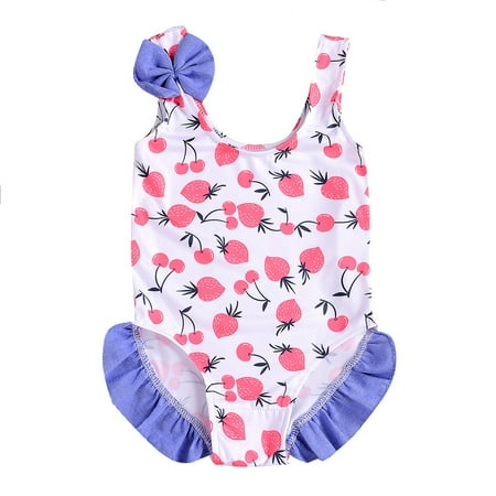 XZNGL Children Kids Girls Bikini Fruits Bowknot Beach Swimsuits Bathing ...