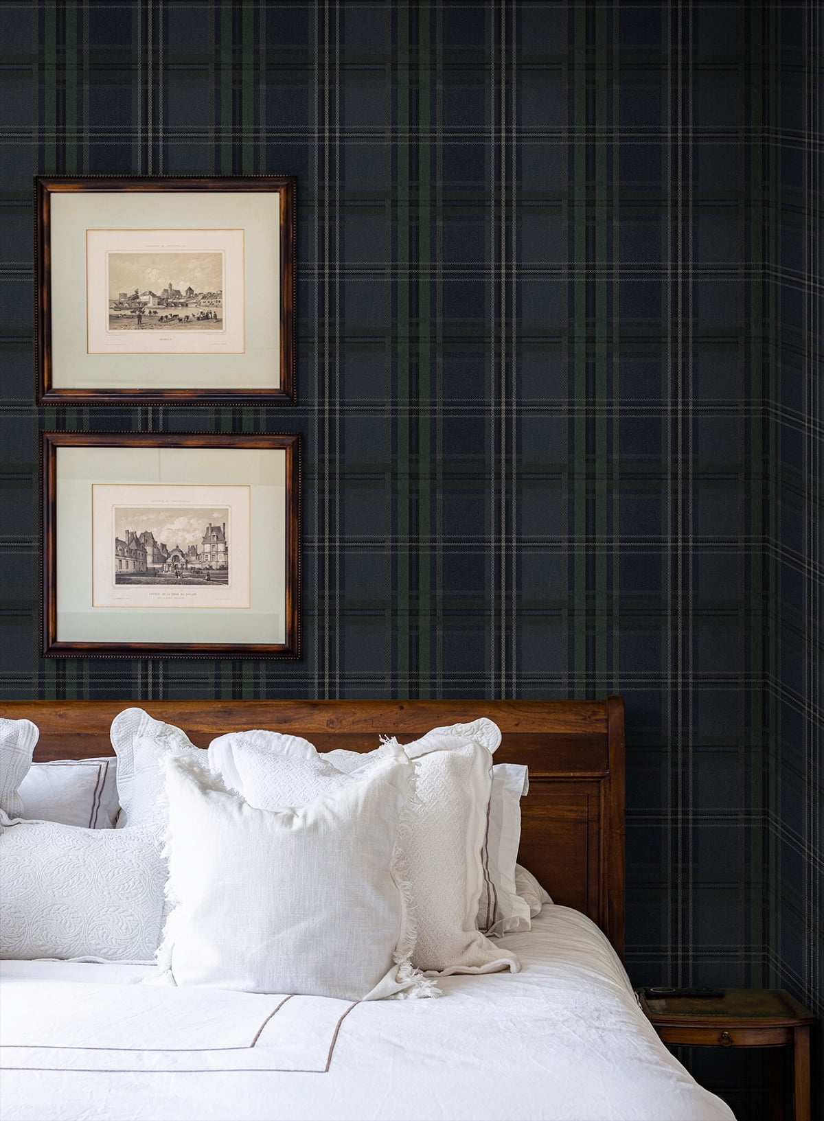 NextWall Deep Blue Classic Plaid Peel and Stick Wallpaper